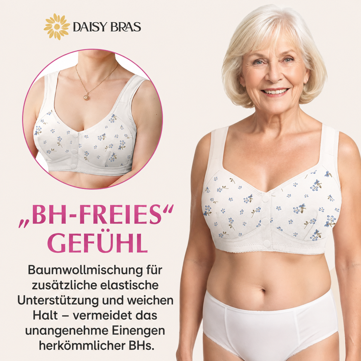 Daisy BH – NUR HEUTE 80 % RABATT – Bequemer & praktischer BH mit Frontverschluss