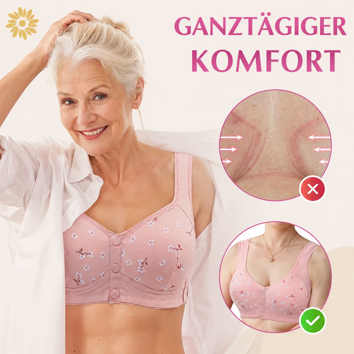Daisy BH – NUR HEUTE 80 % RABATT – Bequemer & praktischer BH mit Frontverschluss