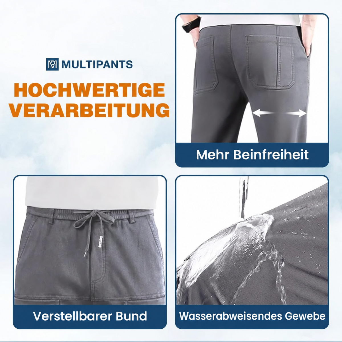 MultiPants – 70 % Rabatt – Strapazierfähige Cargohose mit hoher Elastizität und vielen Taschen